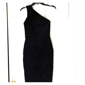 One shoulder Black Sheath Dress
